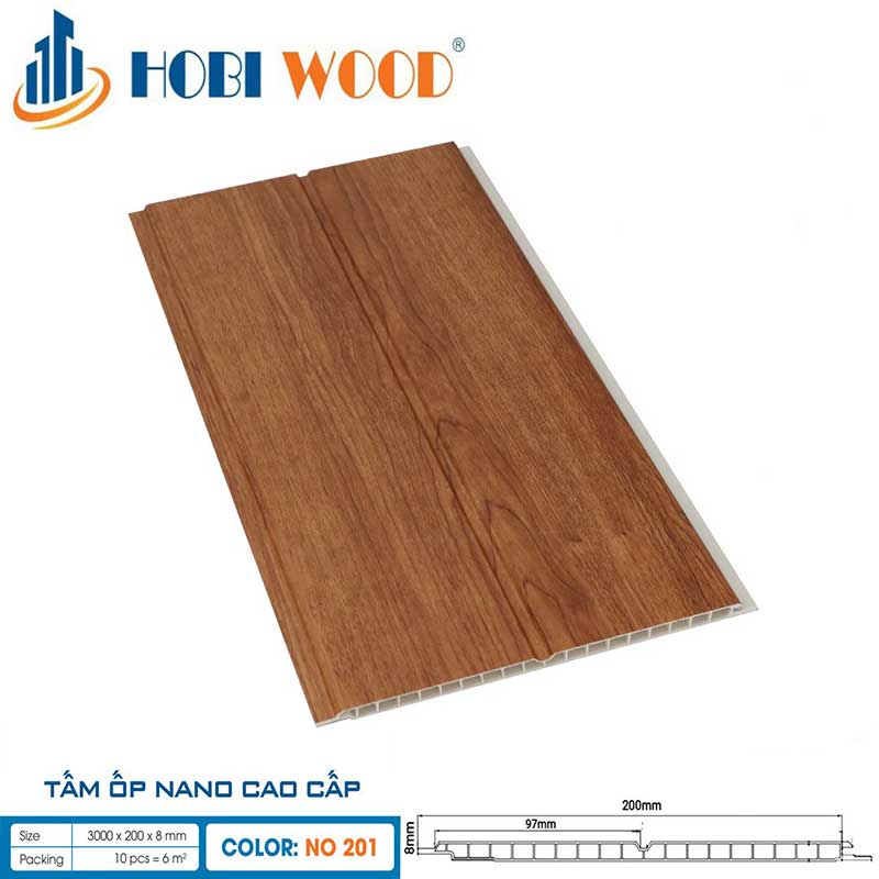 Tấm Ốp Nano Cao Cấp HOBI WOOD Mã 200 Kép