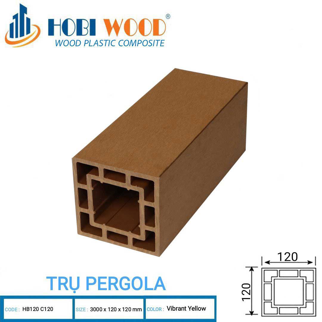 Sàn Nhựa Ngoài Trời Hệ Cột Gỗ Nhựa Hobi Wood HB 120C120