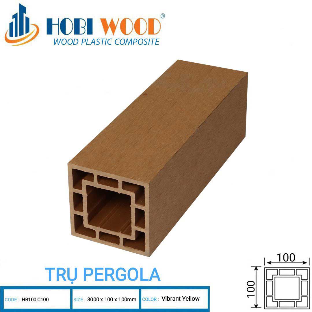 Sàn Nhựa Ngoài Trời Hệ Cột Gỗ Nhựa Hobi Wood HB 100C100