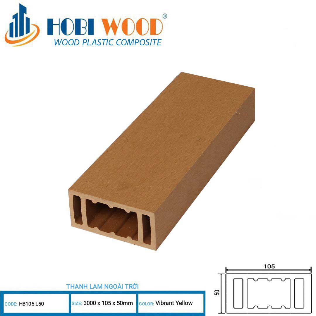 Sàn Nhựa Ngoài Trời Hệ Lam Gỗ Nhựa Hobi Wood HB 105L50