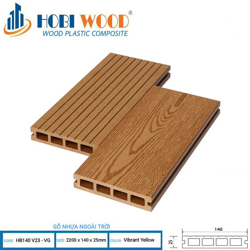 Sàn Gỗ Nhựa Ngoài Trời Hobi Wood HB140V23 - VG